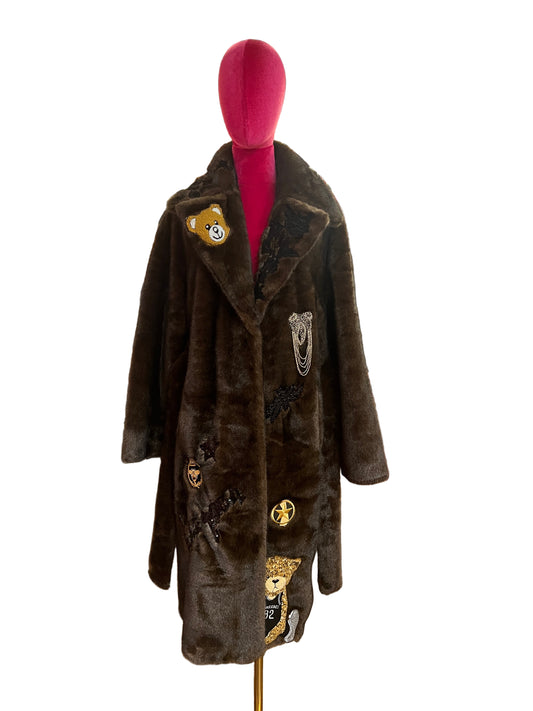 ABpink🩷 eco visone marrone con patch teddy