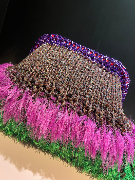 Nadia Dafri Paris tuy clutch viola/ verde