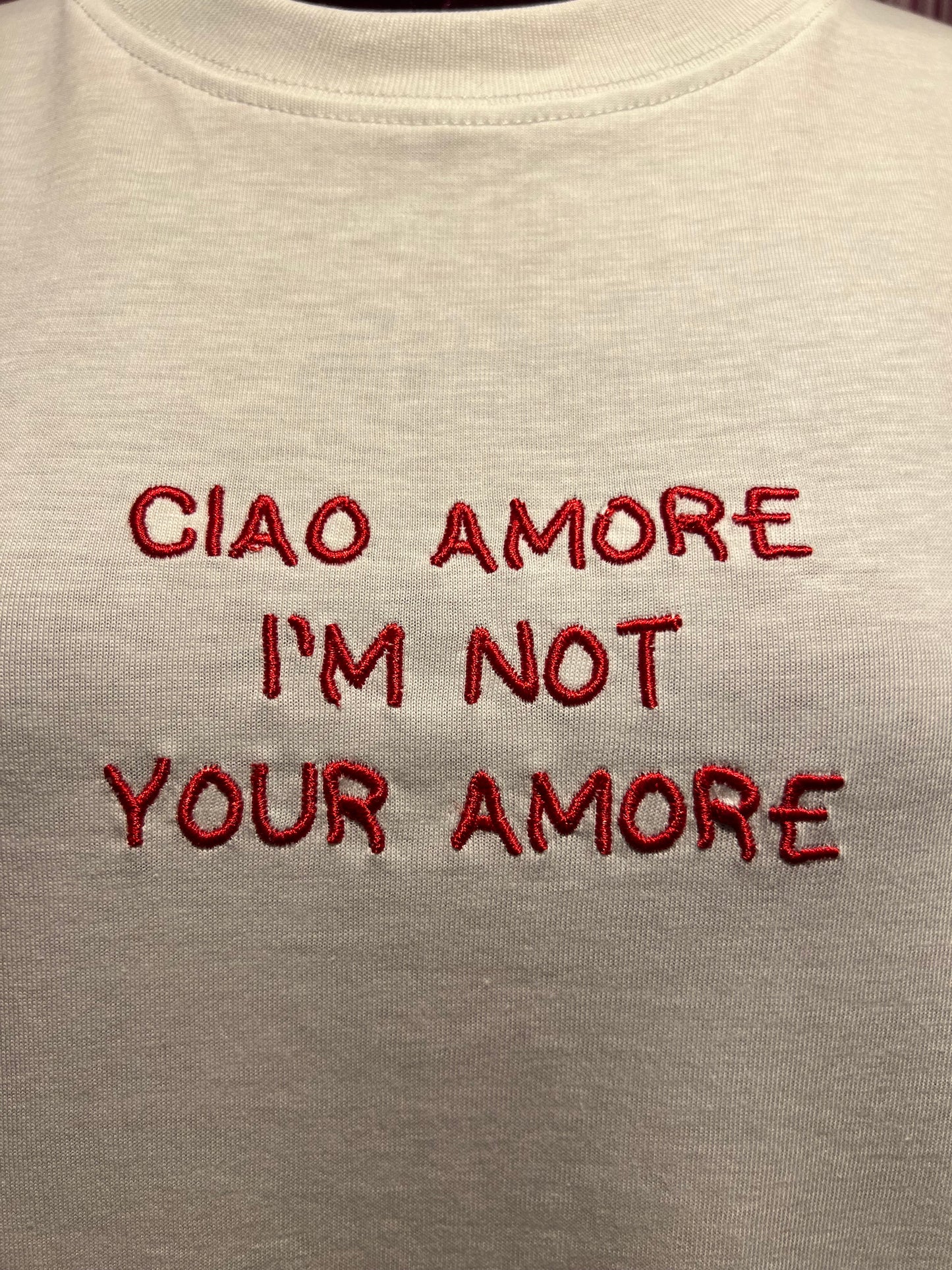 Giada Benincasa t-shirt over mezza manica ciao amore i’m not your amore