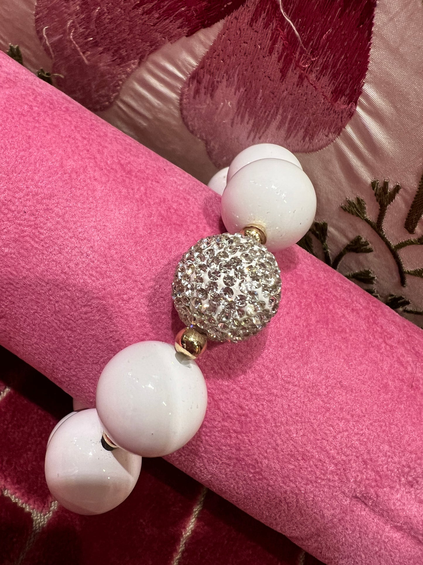 Bracciale boulle strass e bianche