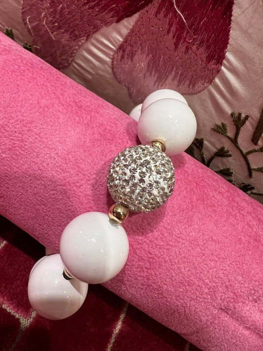 Bracciale boulle strass e bianche