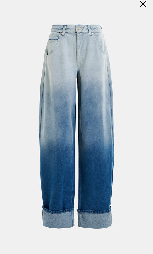 Essentiel antwerp jeans modello balloon con risvolti ed effetto tie-dye