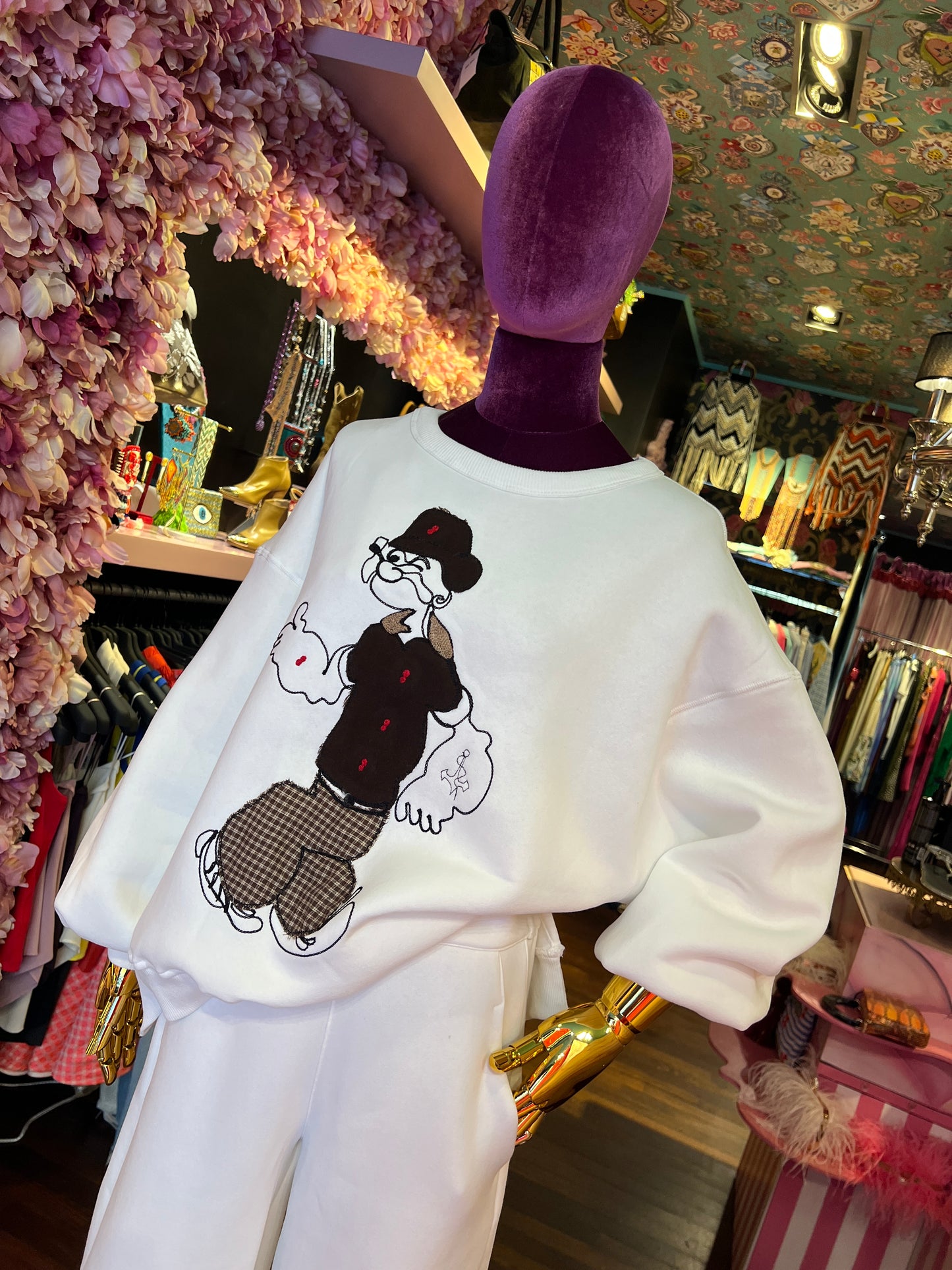 Front street tuta completa bianca con patch Popeye