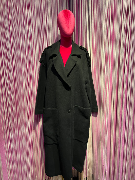 Pink memories cappotto nero con applicazione cristalli