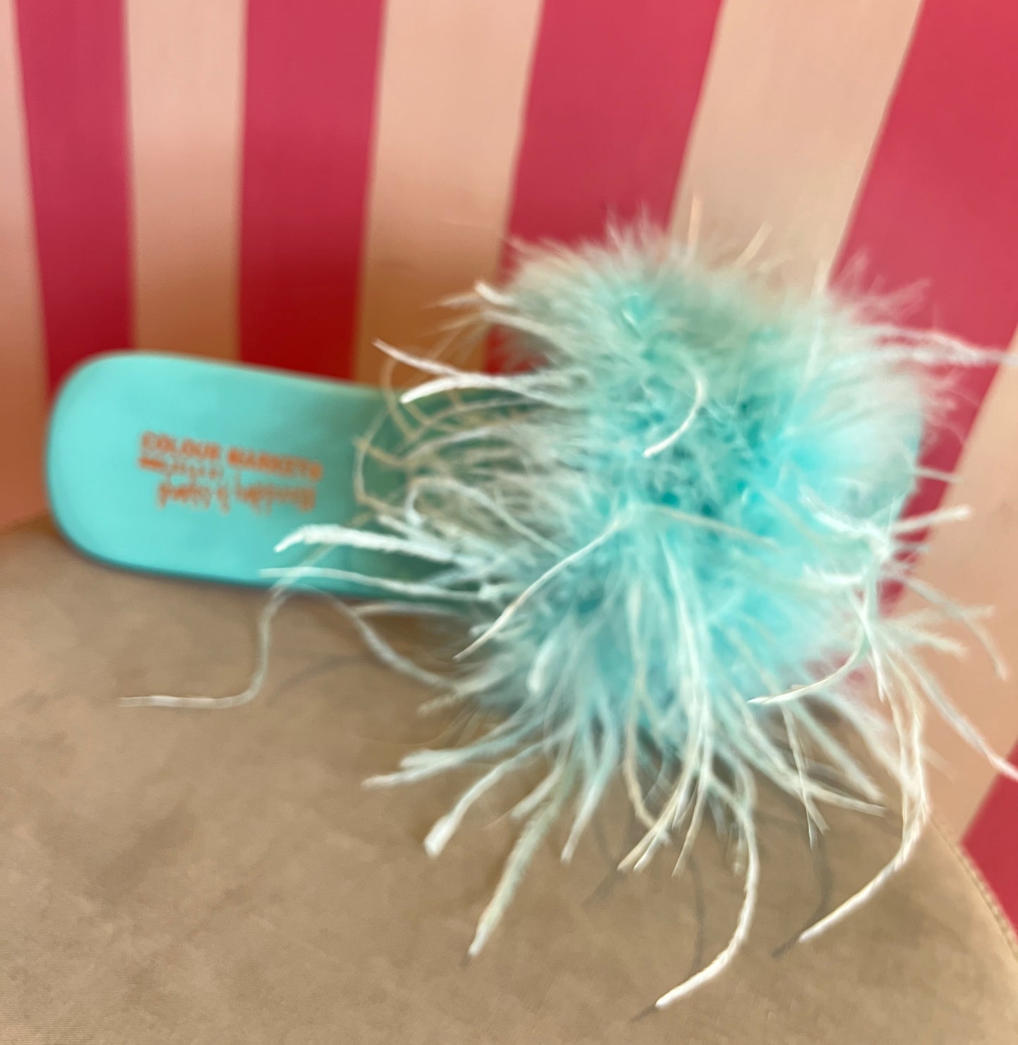 Colour market ciabattina marabou turchese