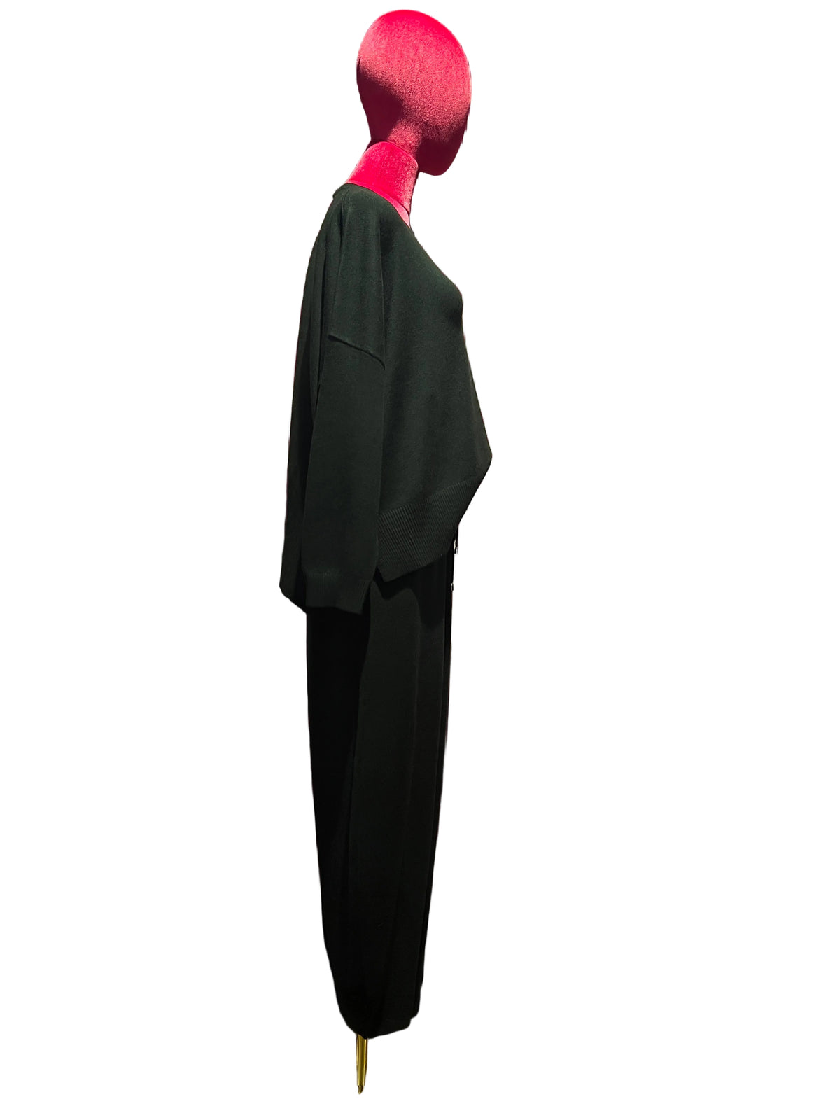 The room completo tre pezzi nero gilet simil pelliccia maglia e pantalone in maglia