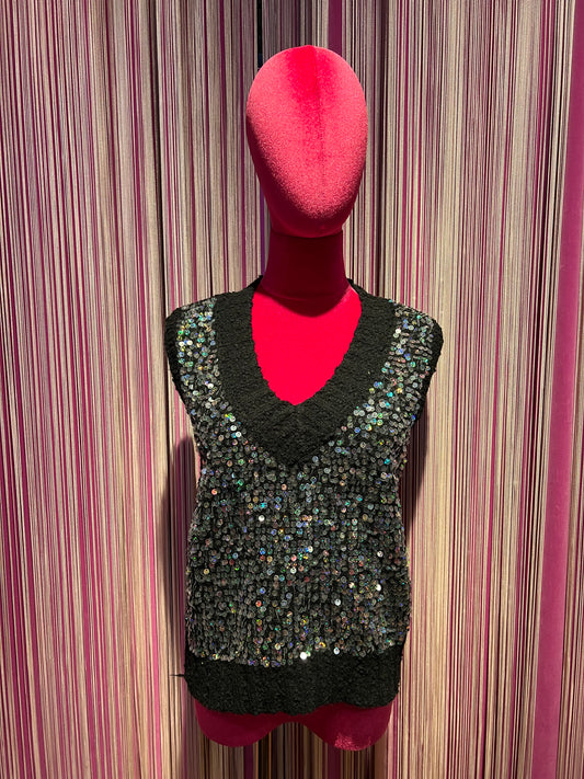 Love & roses gilet nero con paillettes