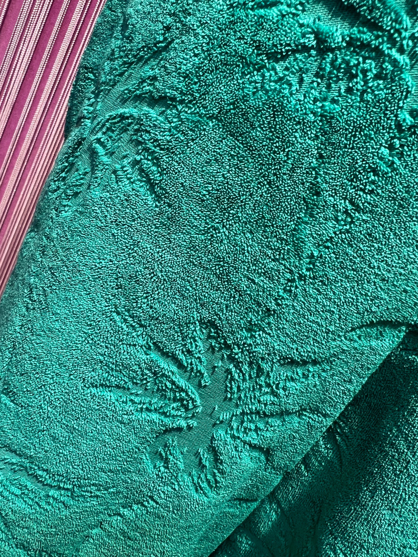 Frok pantalone in spugna verde bandiera disegno palme con elastico in vita