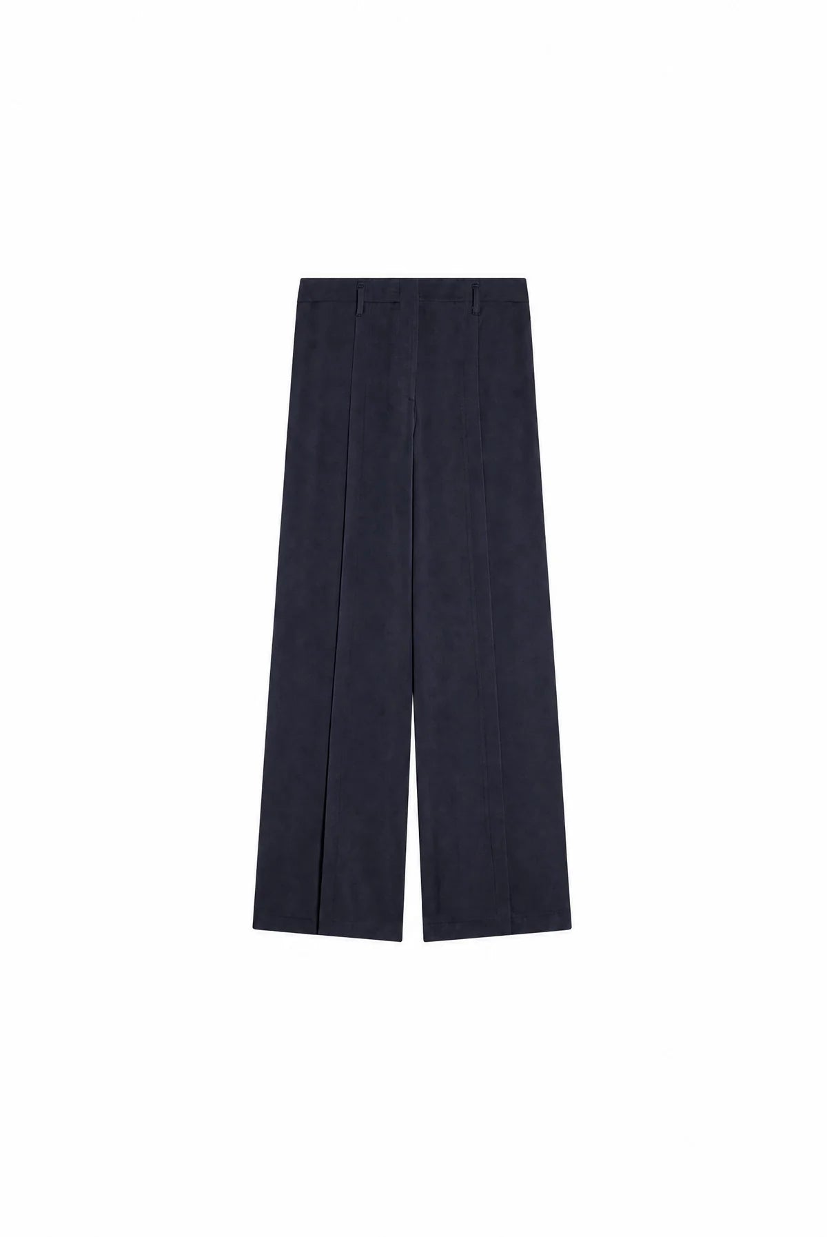 Semicouture pantalone blu in satin spacco sul fondo , gamba dritta