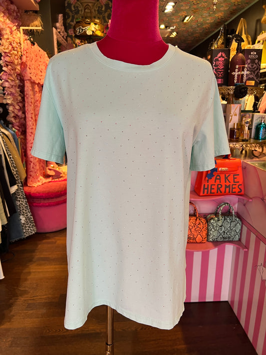The room t shirt verde cotone pois cristalli