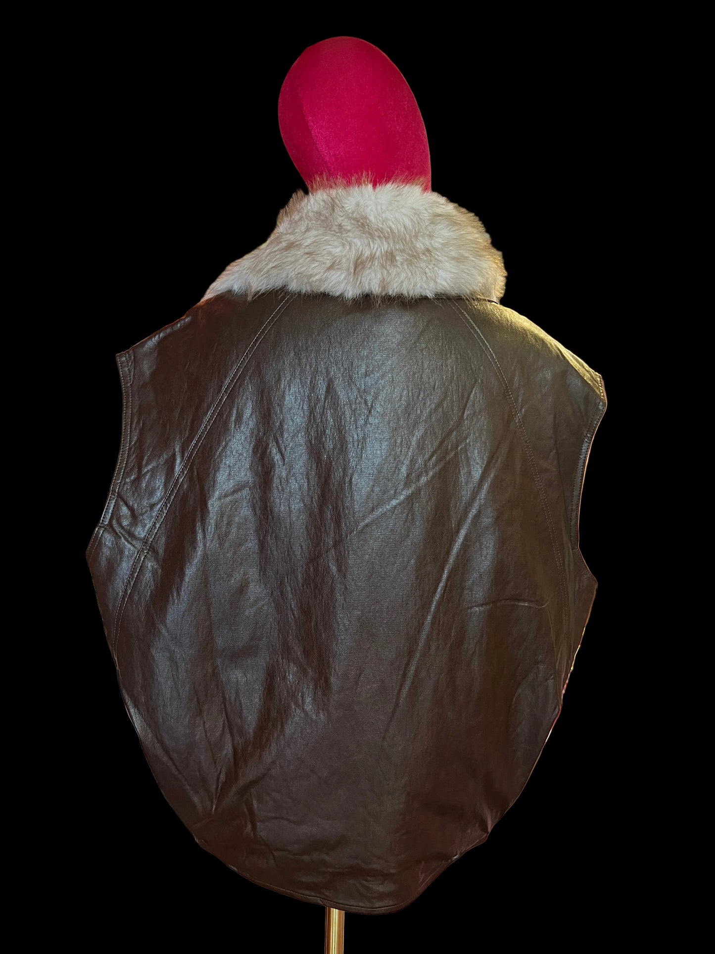 Mon amour Paris gilet ecopelle con collo pelliccia rimovibile marrone
