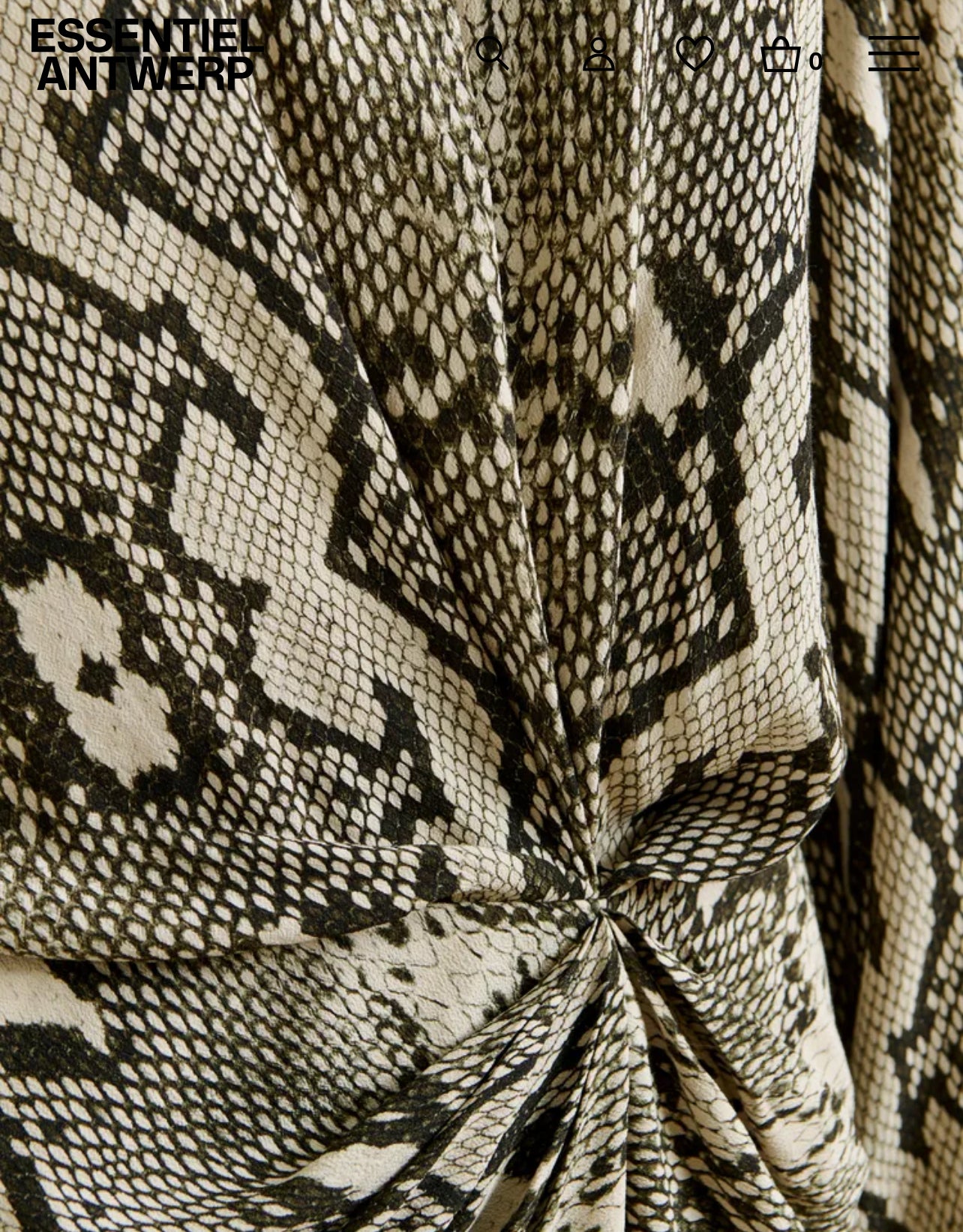 Essentiel antwerp abito stampa pitone arricciato con gonna drappeggiata Ifrench