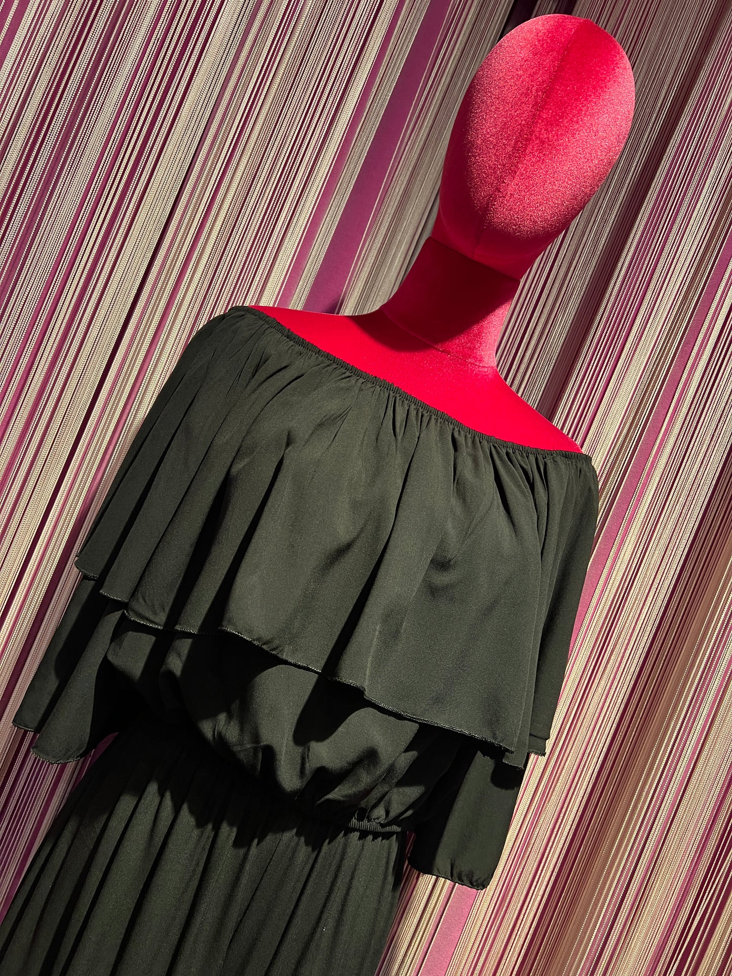 Mon amour Paris completo nero oversize blusa scollo Bardot e pantalone palazzo con elastico in vita
