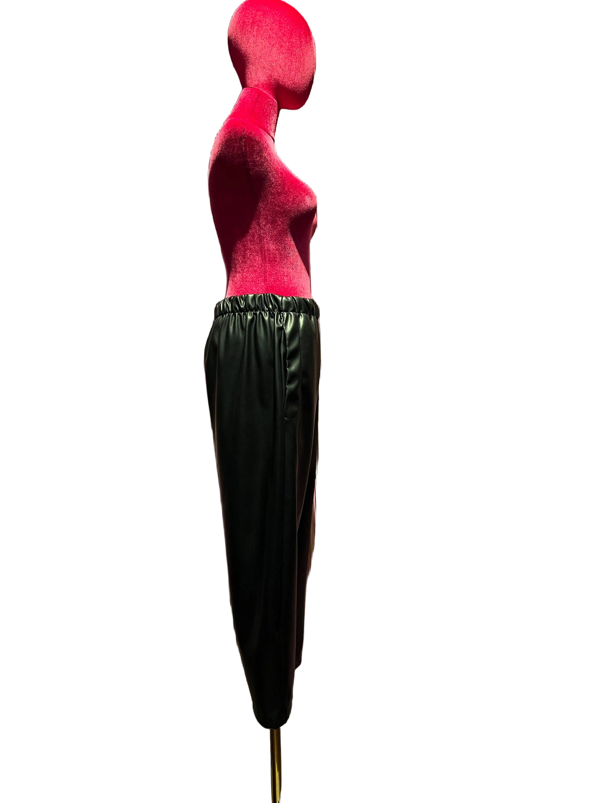 The room pantalone simil pelle nero con elastico in vita e tasche