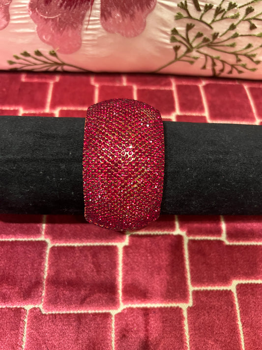 Bracciale alto rosso con strass chiusura a molla