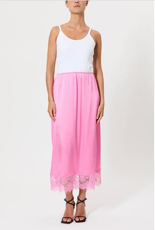 Pink memories gonna in raso con pizzo rosa bubble