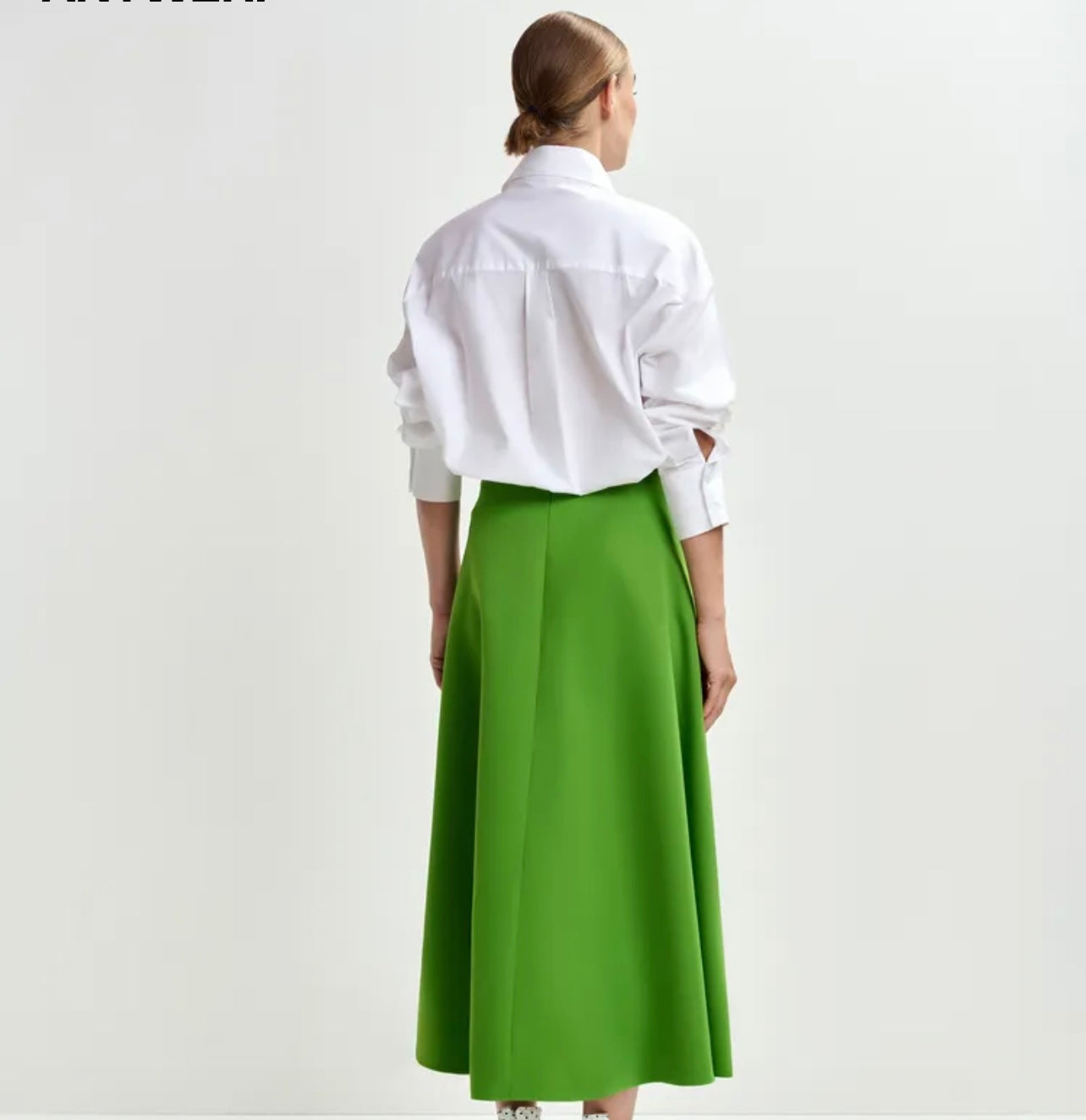Essentiel antwerp -40% di sconto camicia cotone oversize con colletto allungato può essere annodato, bottoni oro