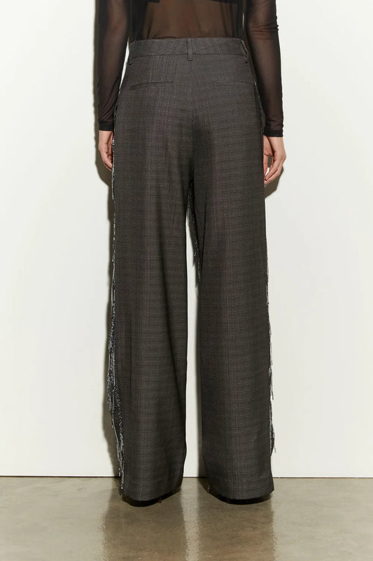 Isabelle Blanche Paris pantalone in tessuto fiammato con ricami in paillettes