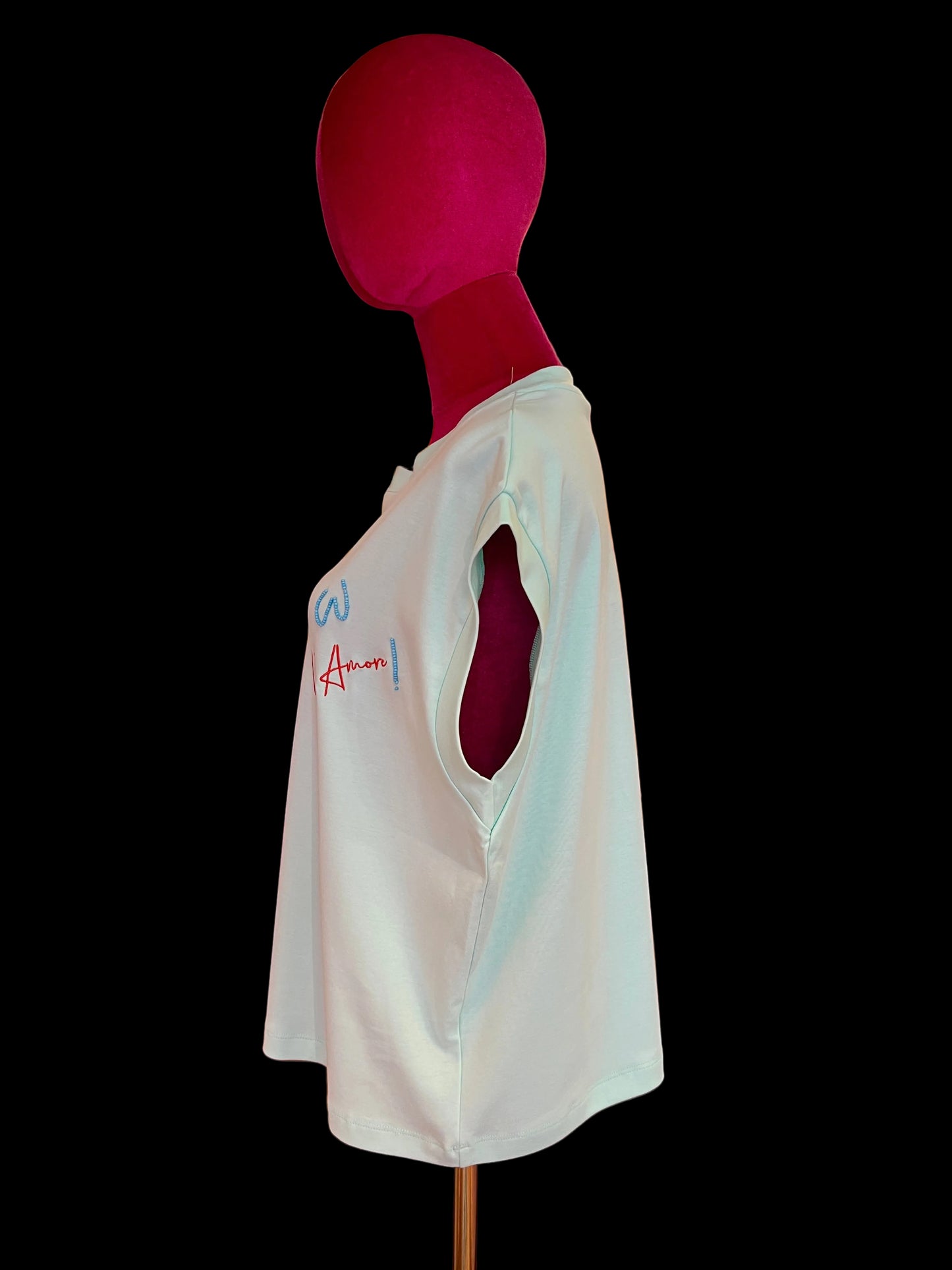 Sincere Paris t shirt senza maniche con scritta “ w l’amore !”