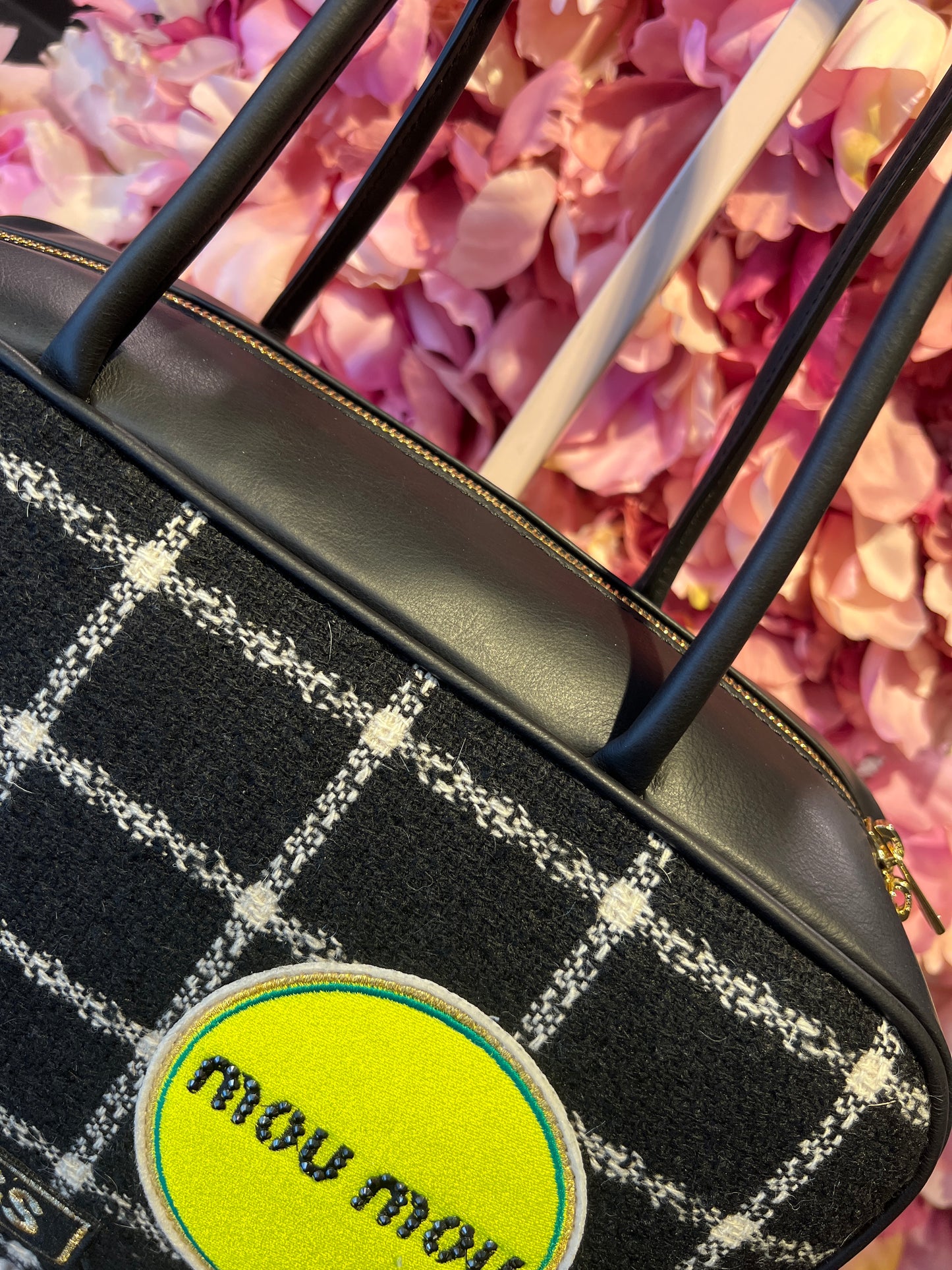5 Progress bauletto grande quadri nero e bianco con patch