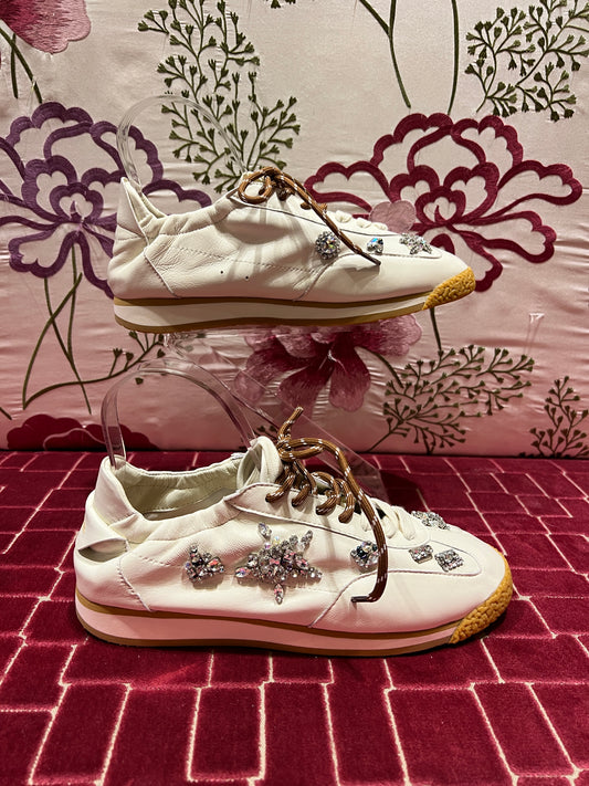 Nan-Ku sneaker di pelle ghiaccio con applicazioni stelle strass