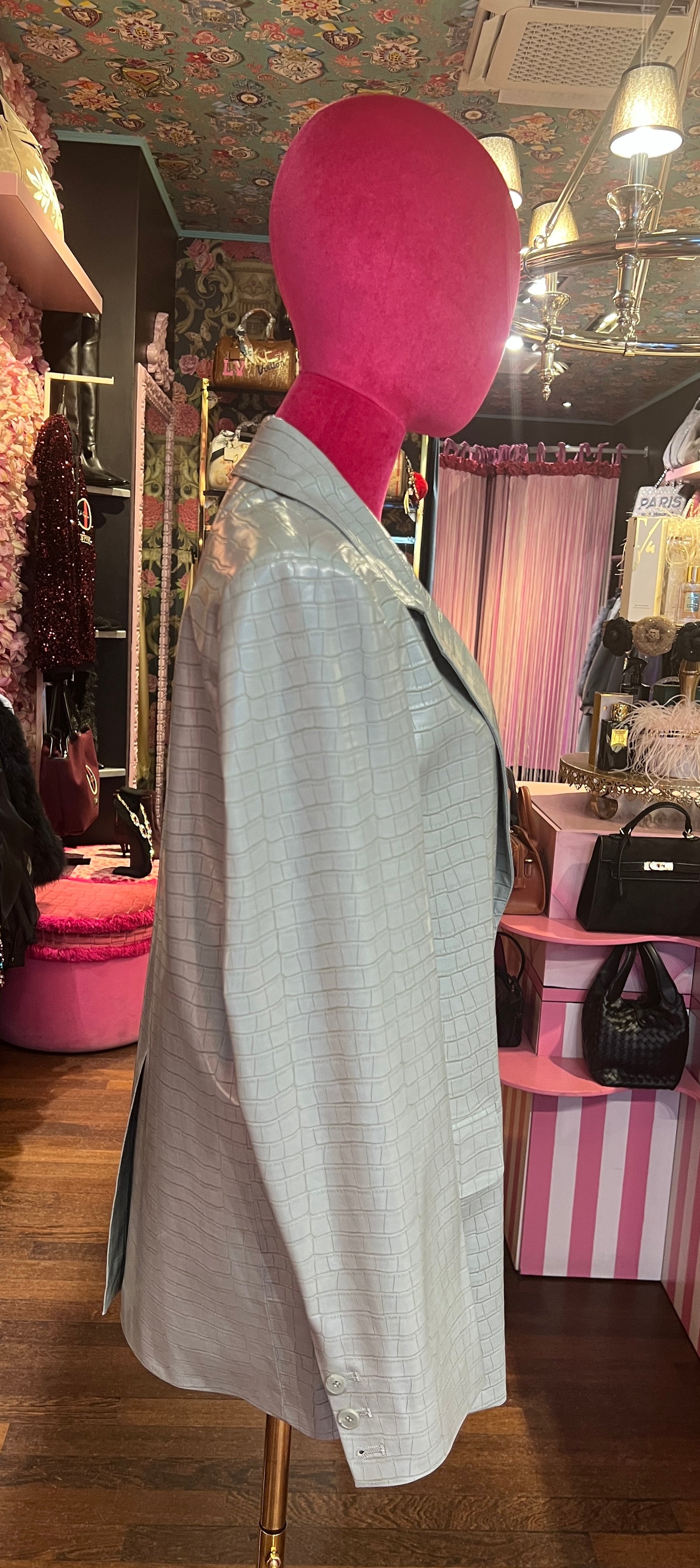 Isabelle Blanche Paris blazer in ecopelle stampa cocco verde chiaro