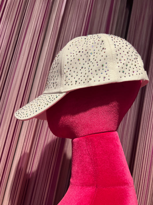 Love & roses cappello con visiera bianco con cristalli misura regolabile