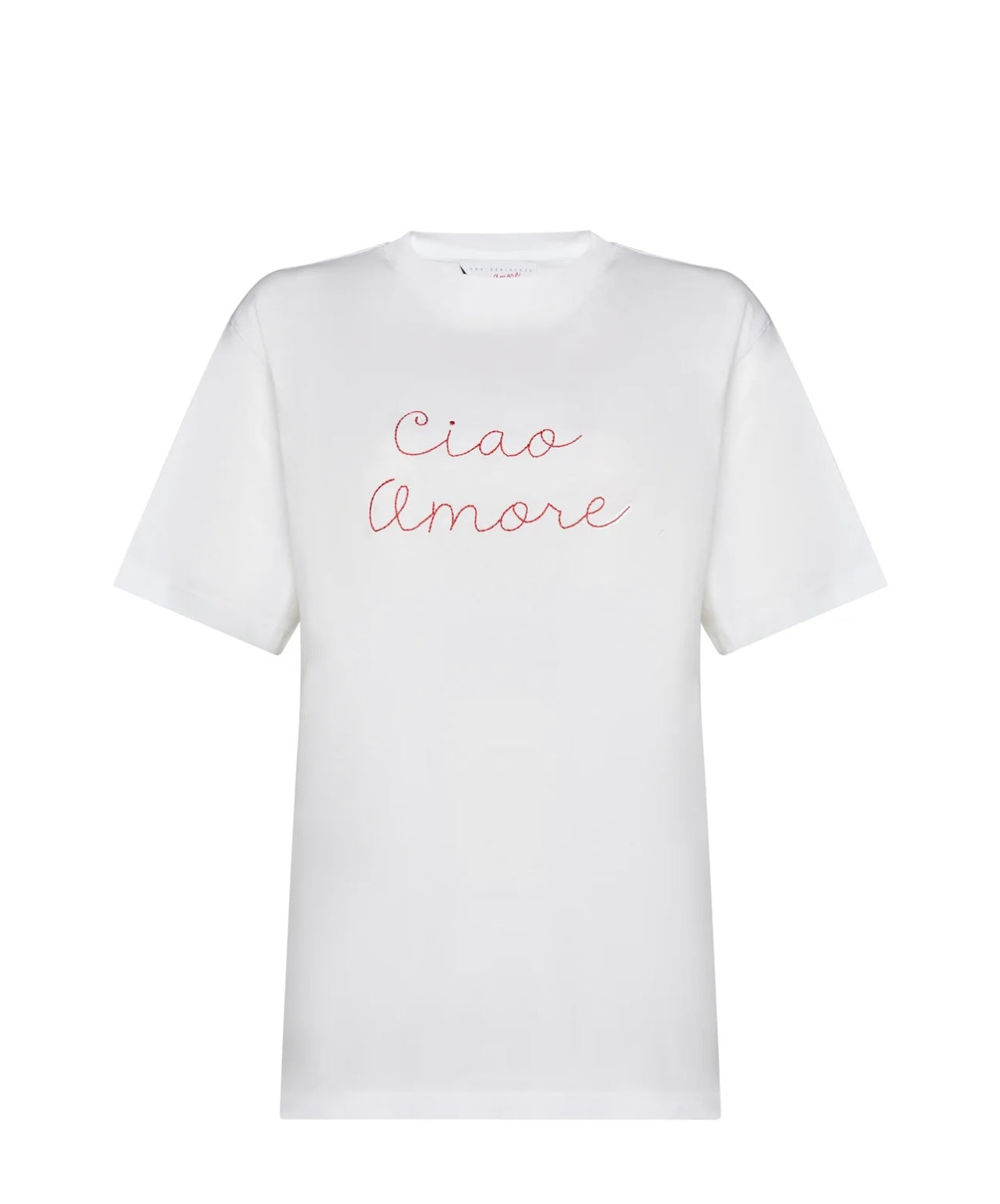 Giada Benincasa t shirt cotone  con logo “ Ciao amore” ricamato in rosso