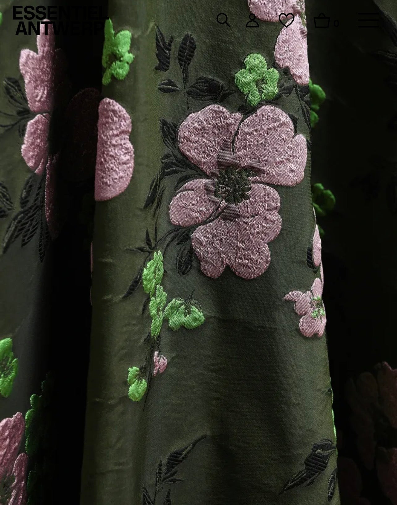 Essentiel antwerp gonna midi a ruota in jacquard floreale color cachi rosa e verde chiaro