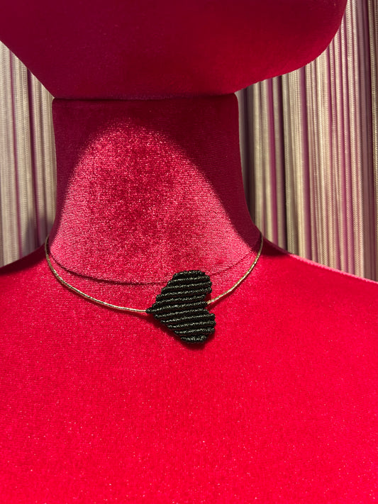 Collana cuore crochet regolabile nera