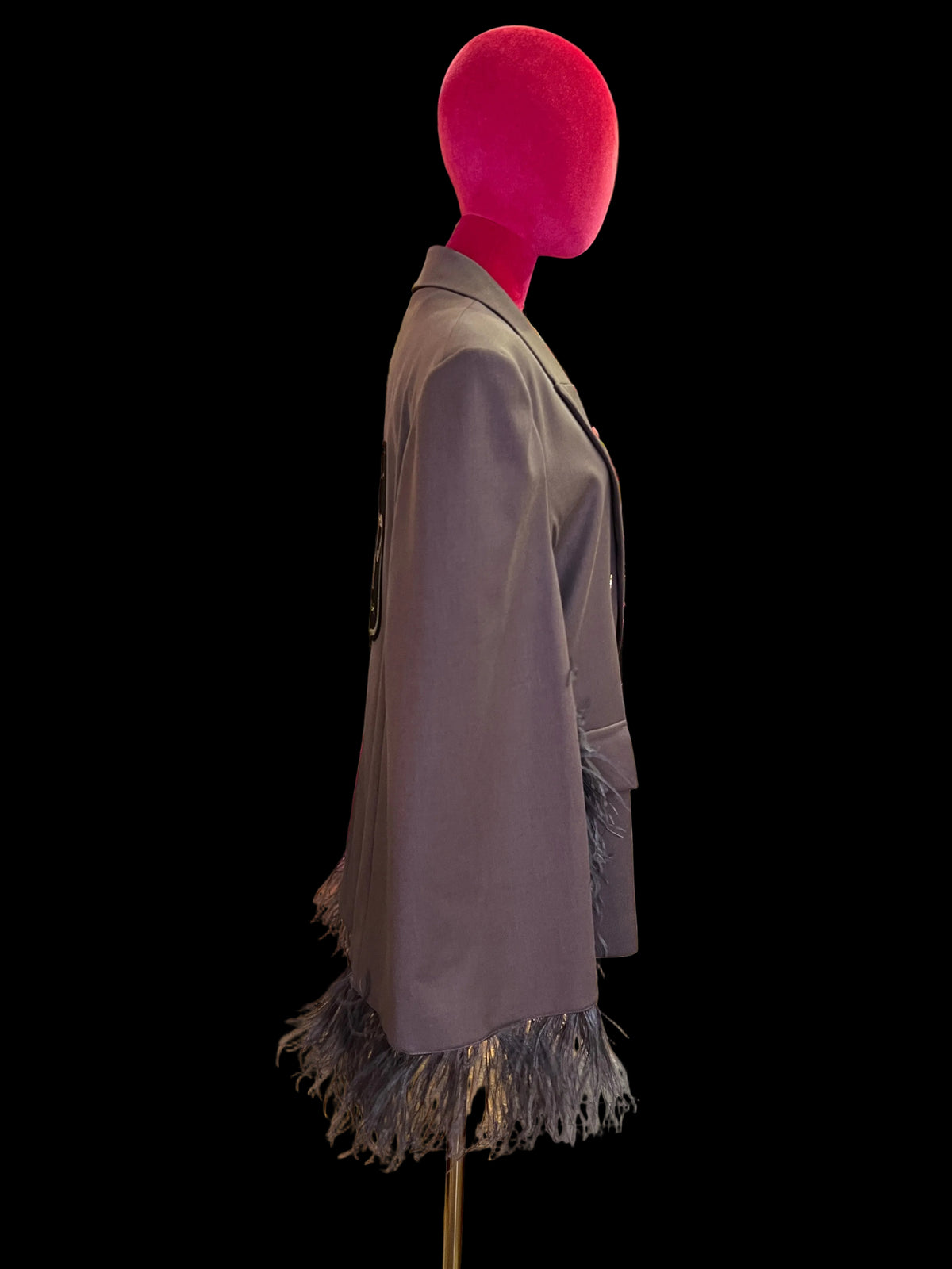 5 Progress giacca doppiopetto  con maniche a kimono con marabou patch sul dietro