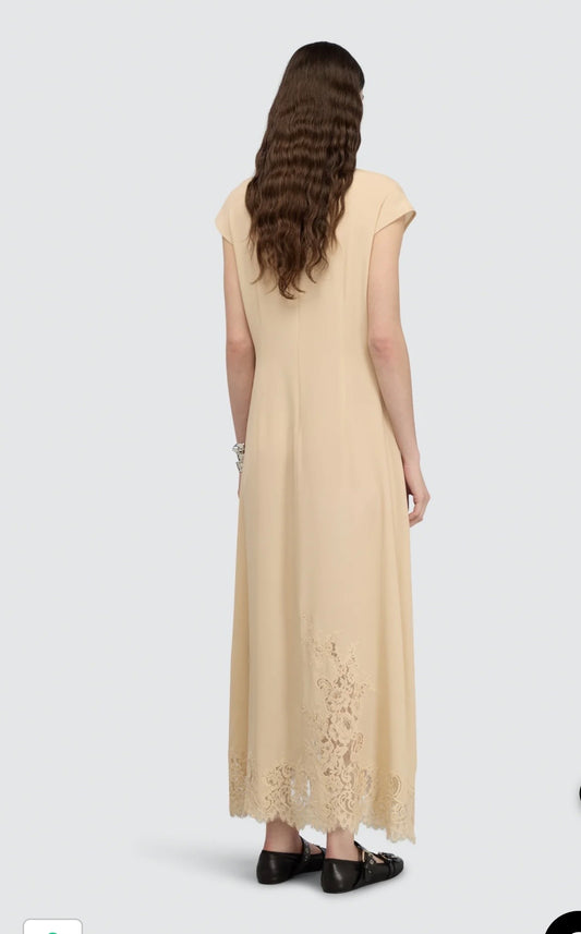 Semicouture abito in crepe de chine con pizzo in fondo