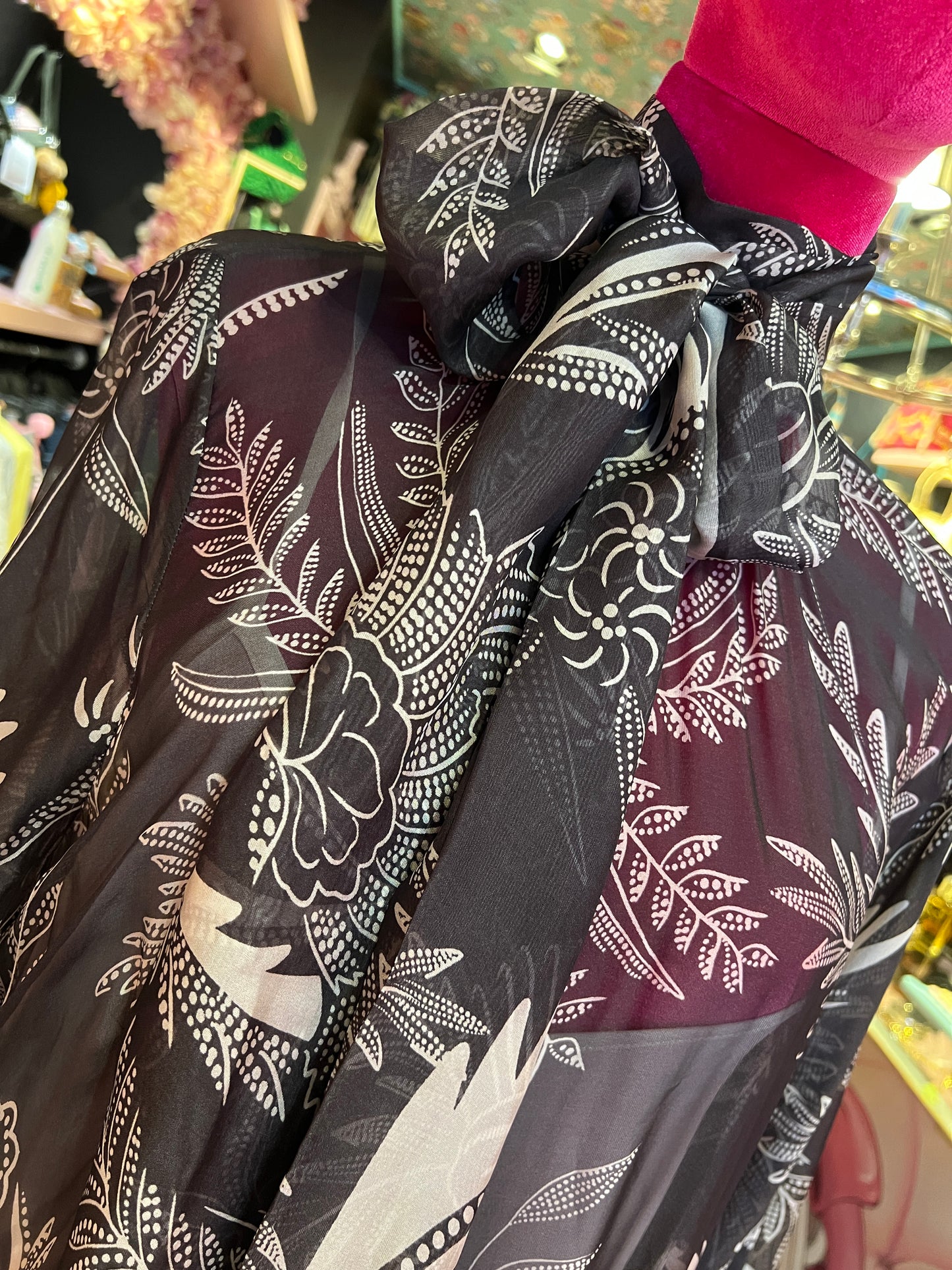 5 Progress abito lungo chiffon fantasia floreale e foulard removibile