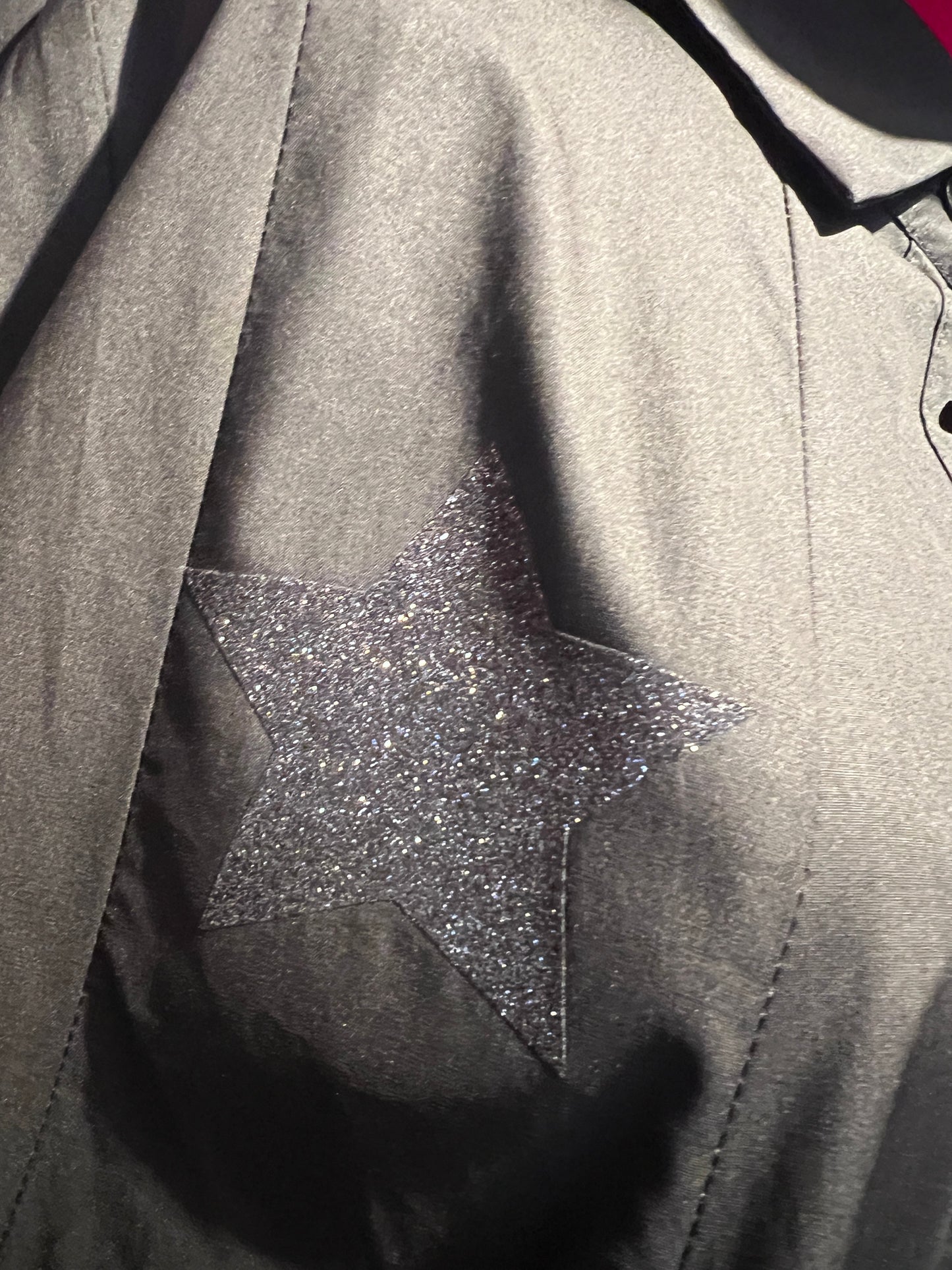 Mon amour Paris abito in cotone nero con stelle glitter nere