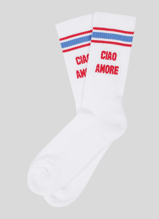 Giada Benincasa socks bianchi con scritta “ Ciao amore”