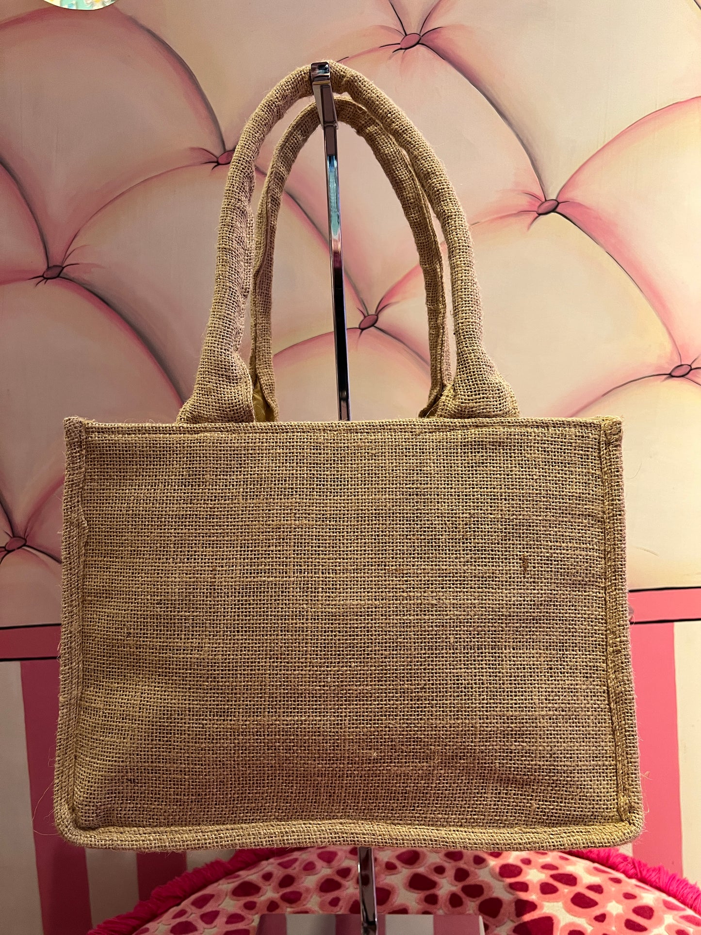 Borsa tela due manici con decorazione perline