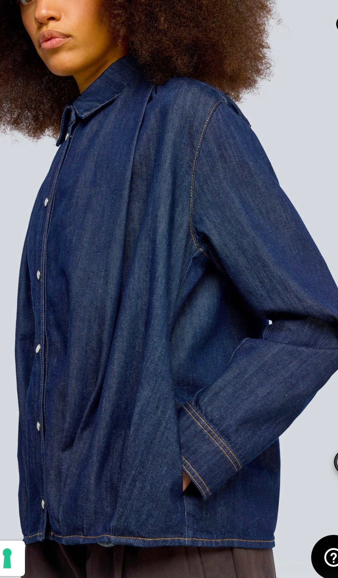 Semicouture camicia denim arricciatura su spalla e fondo