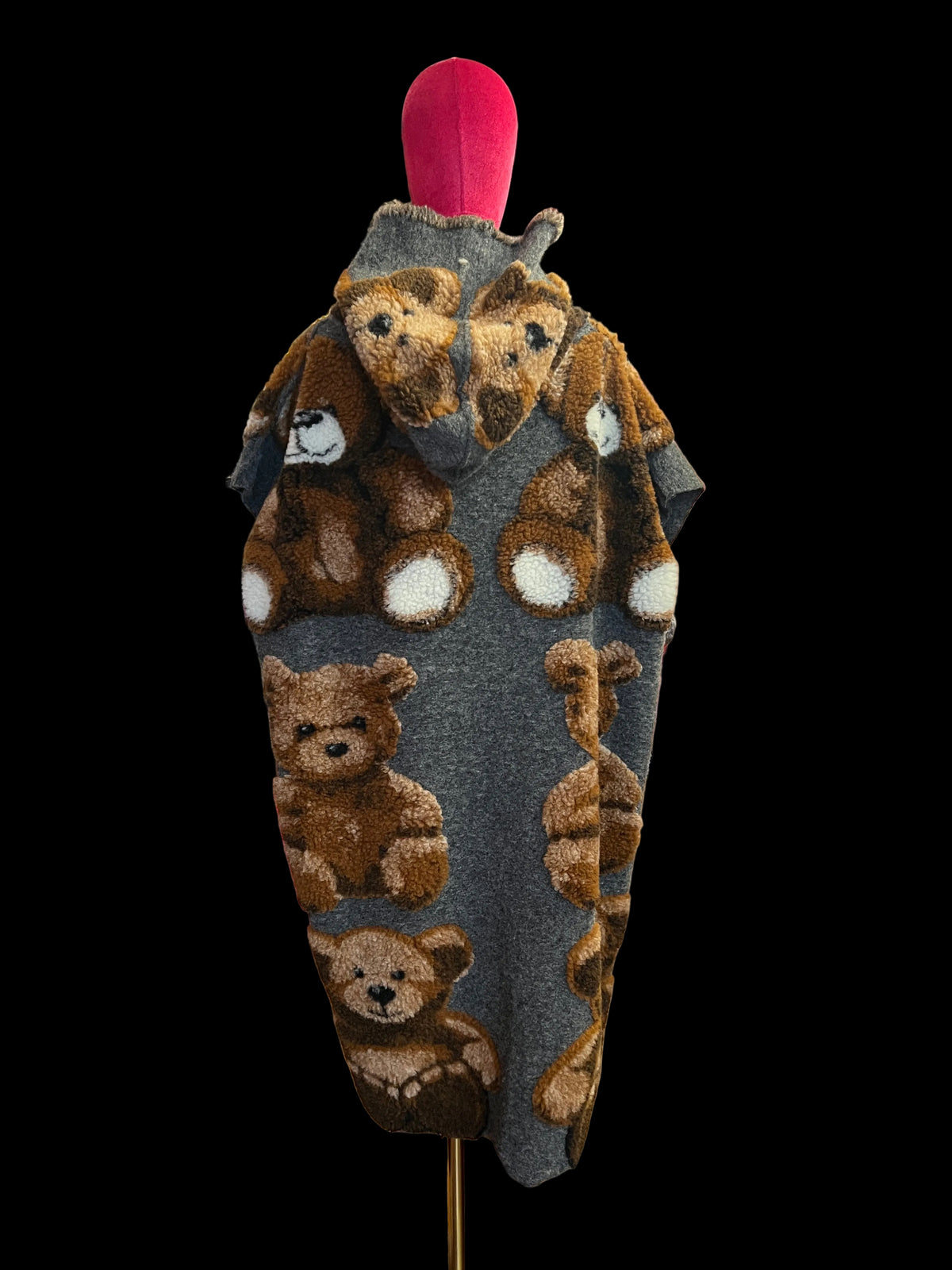 E. D.gilet lungo di lana cotta grigio con orsacchiotti