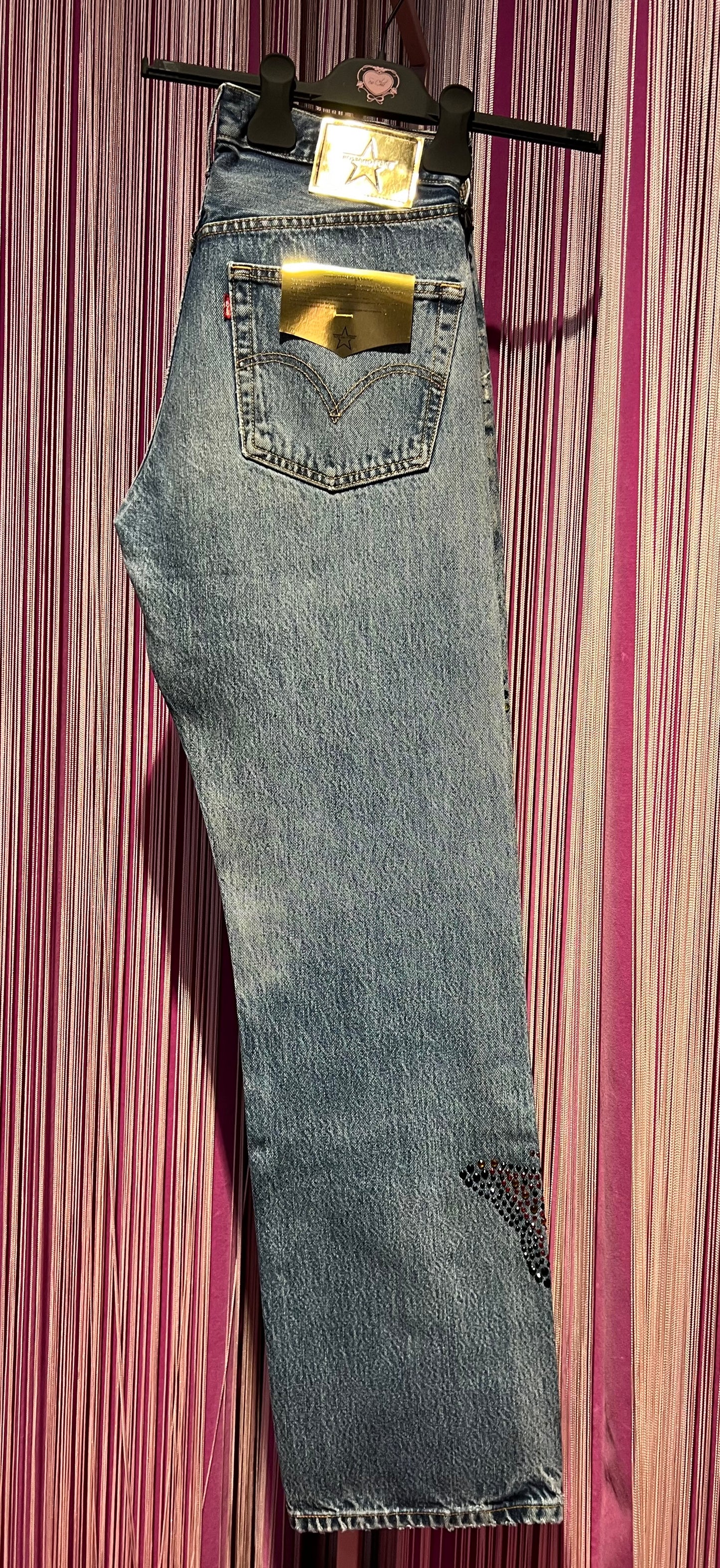 Rossano Perini jeans vintage farfalle strass multicolor  mod ultraboy
