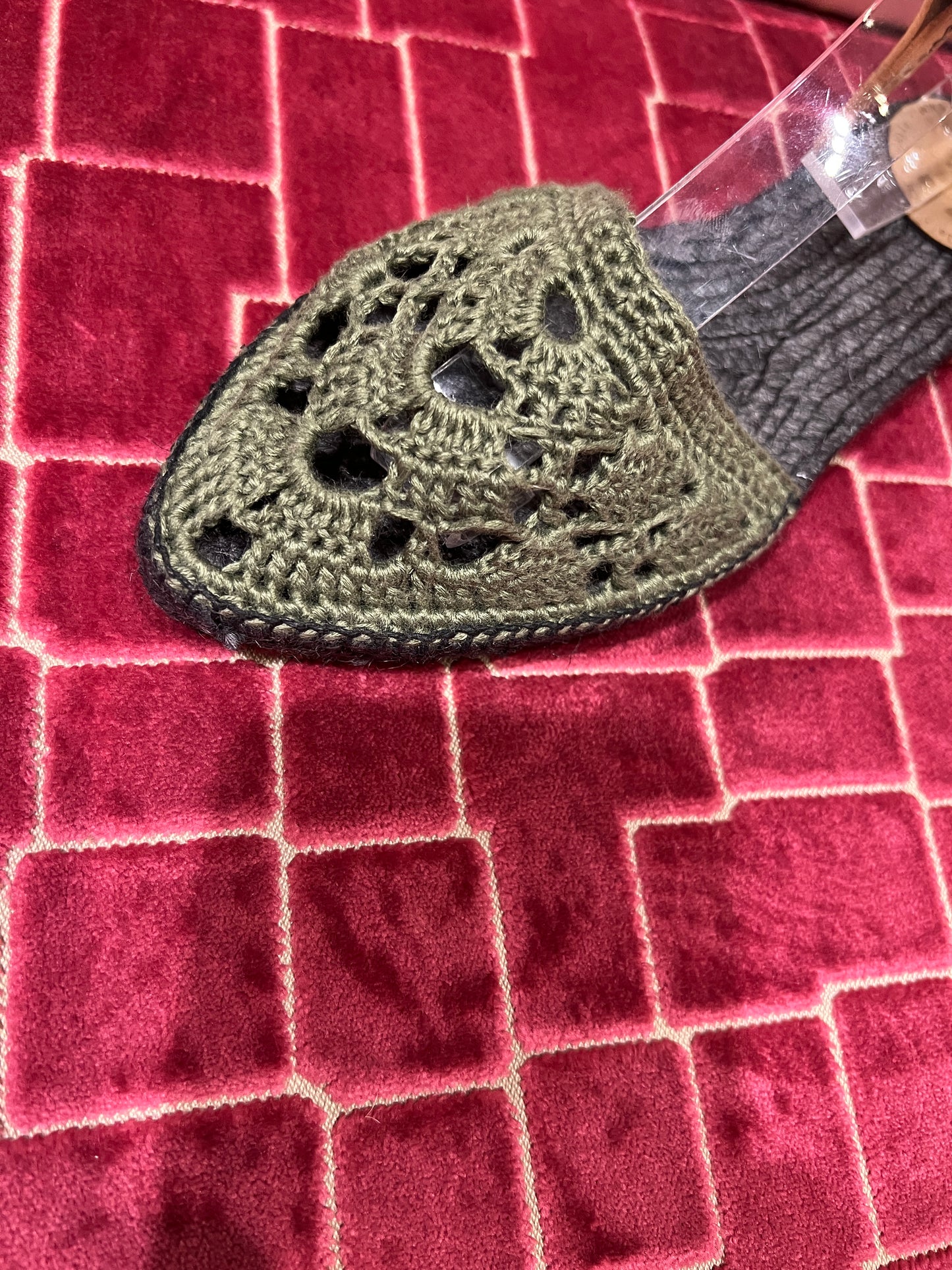 Huella espadrillas crochet verde militare con laccio alla caviglia