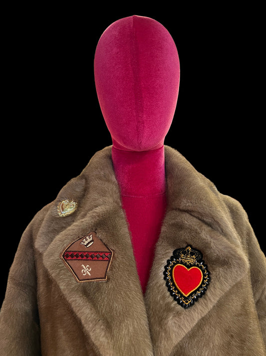 Abpink🩷 eco visone miele con patch Topolino cuore sacro