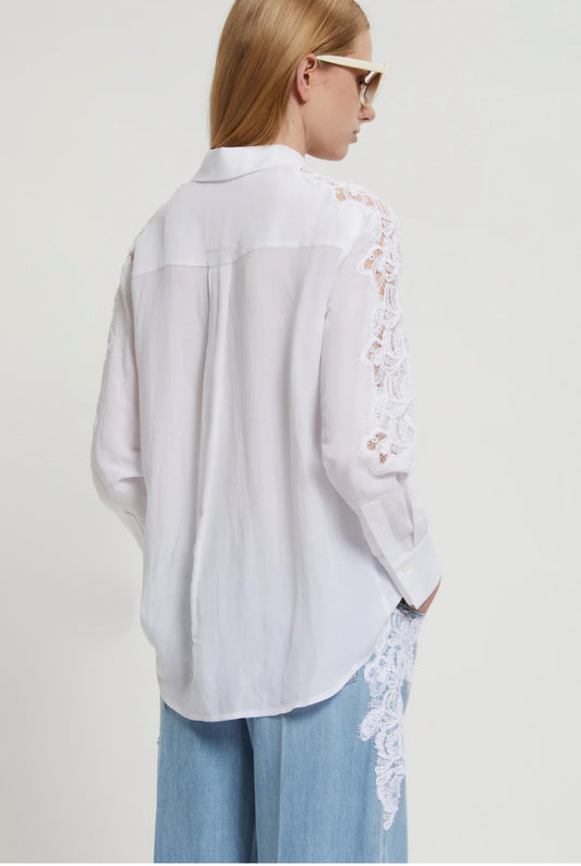Ermanno Scervino camicia misto lino con ricami