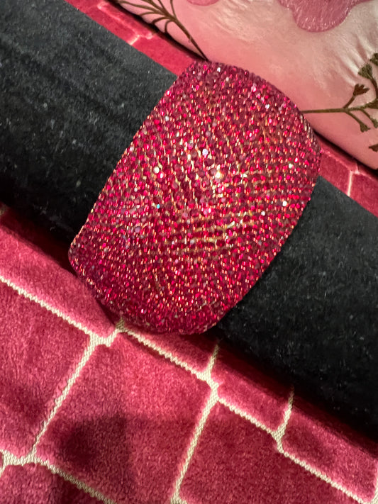 Bracciale alto rosso con strass chiusura a molla