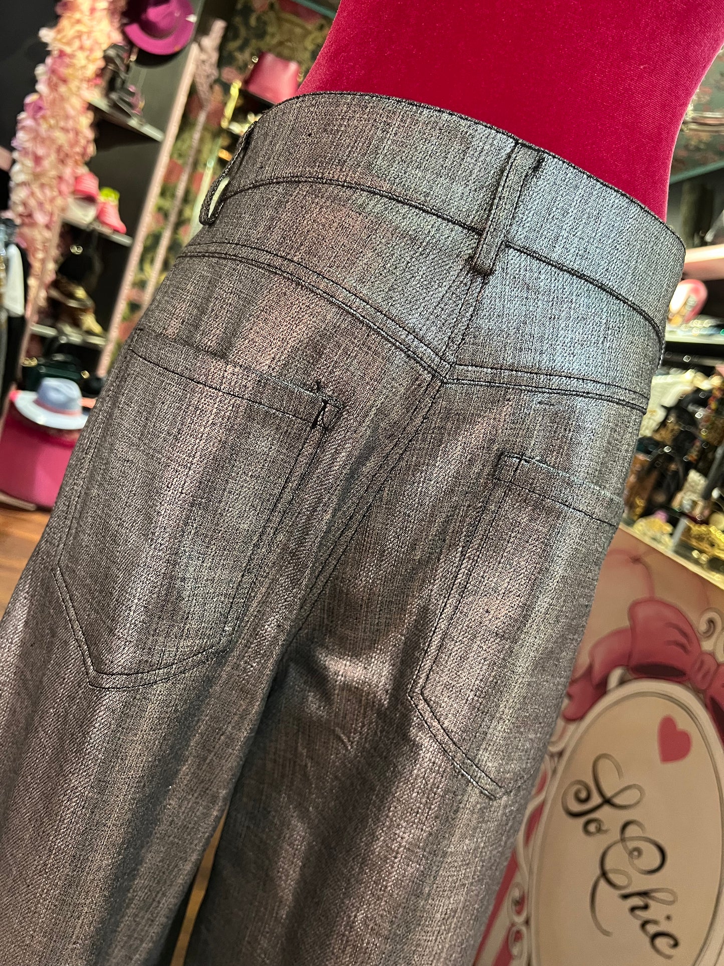 Rue-bisquit pantalone palazzo laminato