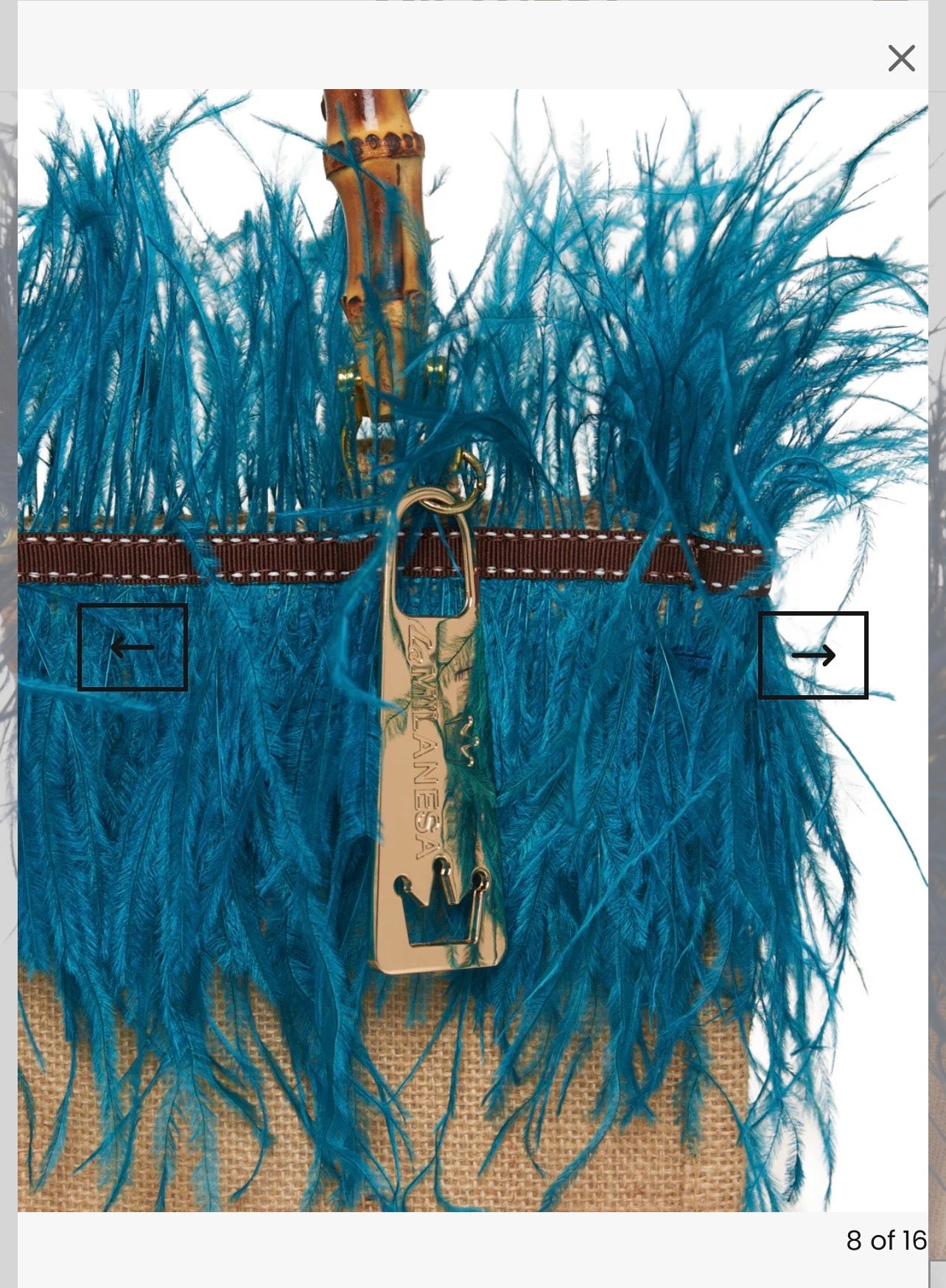 La Milanesa -30% di sconto borsa shopper intrecciata in juta manici in bamboo con tracollina dorata violetta media ottanio