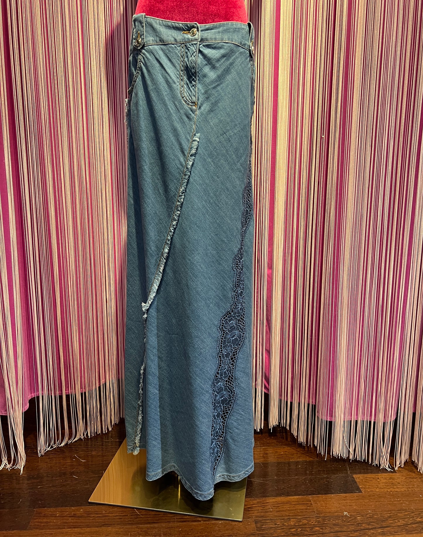 Ermanno Scervino gonna jeans lunga con pizzo laterale