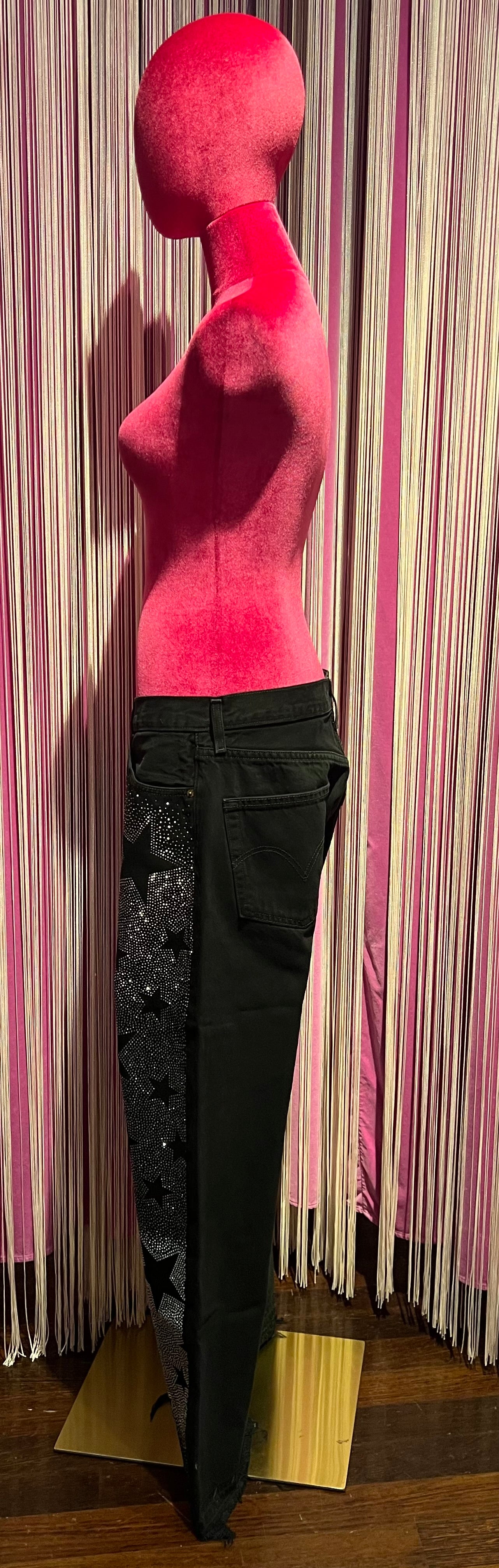 Rossano Perini jeans vintage ultraboy nero con stelle cristalli