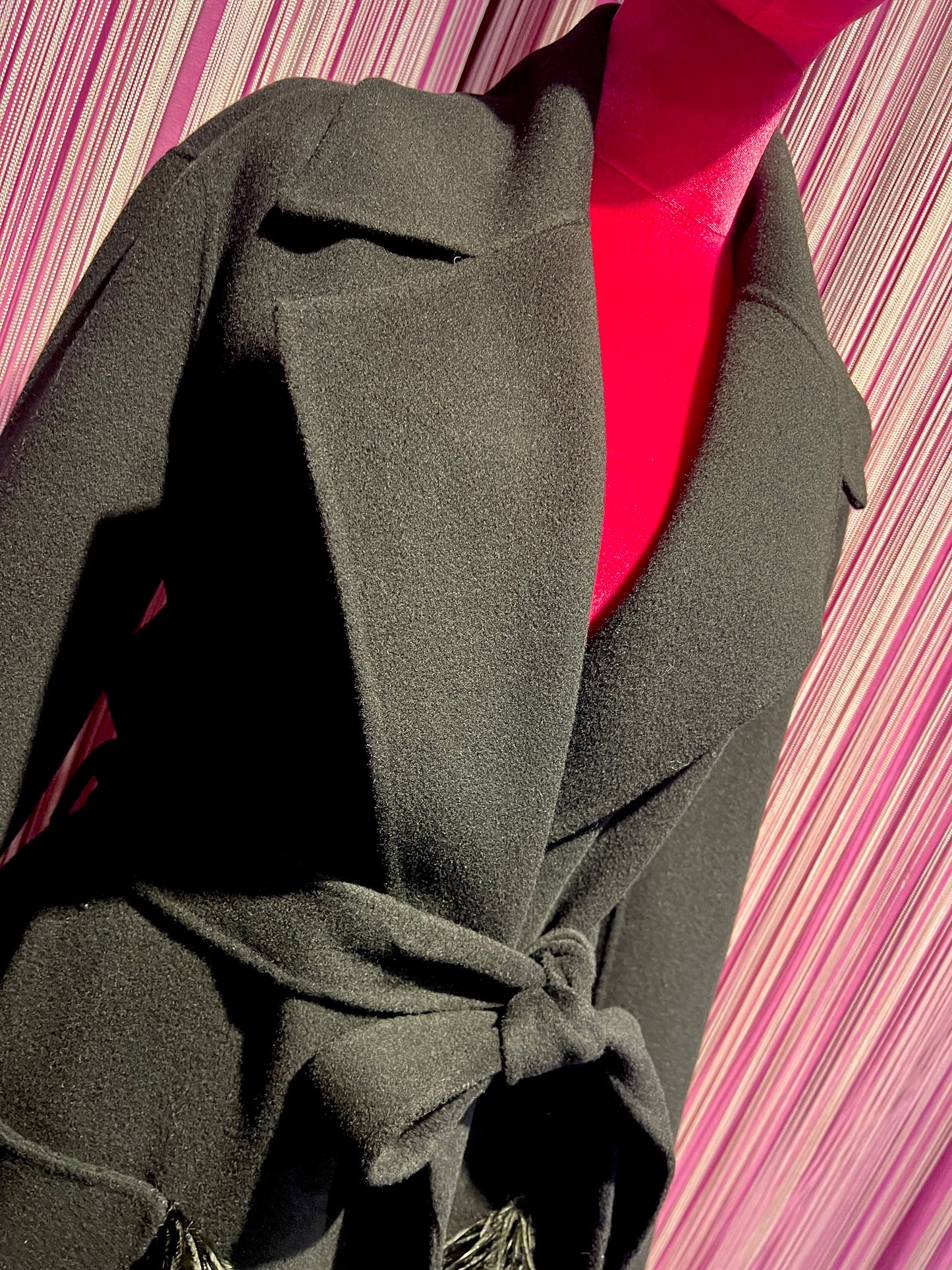 11Love is glamour cappotto 100% lana con decorazioni piume di struzzo tasche