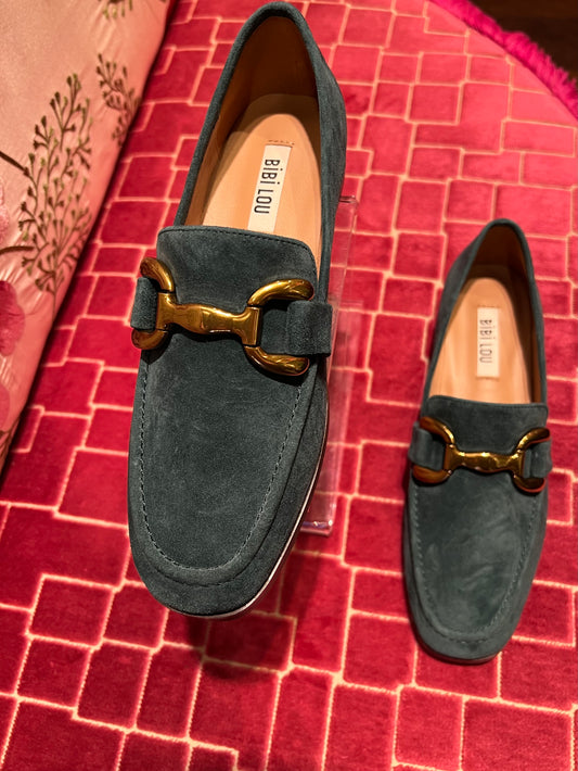 Bibi Lou meno 50% mocassino camoscio verde con fibbia