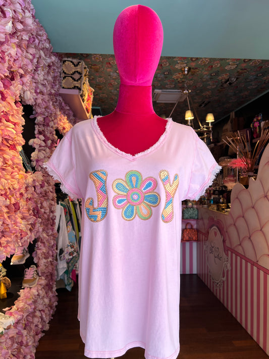 Mon amour Paris -20% di sconto t shirt rosa con scritta Joy multicolor